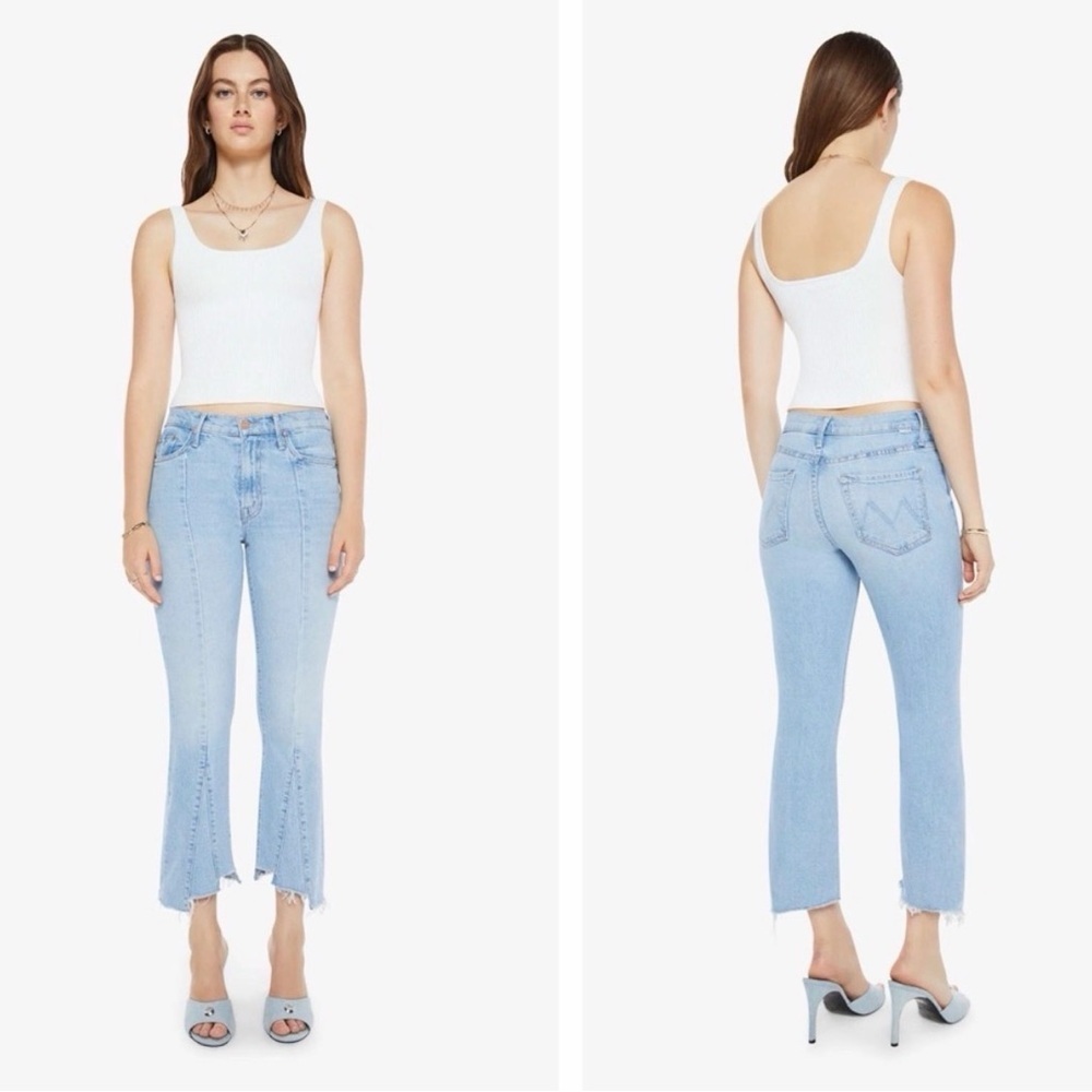 Mother Insider Crop Pointy Fray Jeans in Let’s Get It Together Size 25 Raw Hem